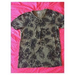 Dark Green Hawaiian style T shirt